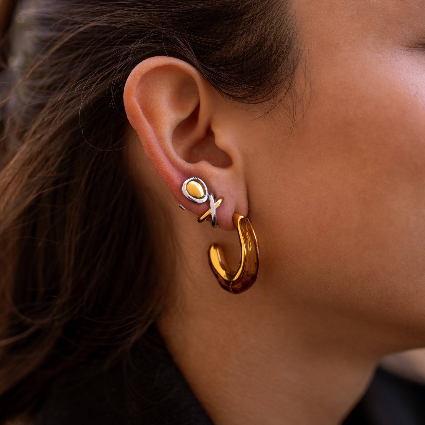 Amber Earrings: Gold