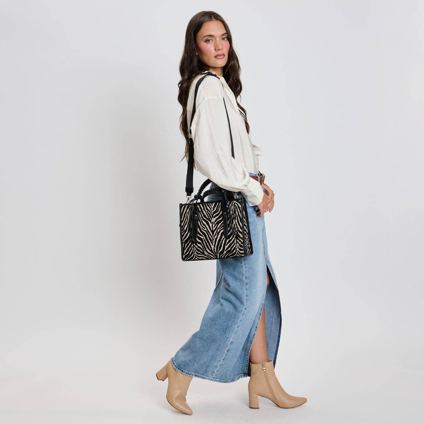 Dinsdale Zebra Print Crossbody: Black