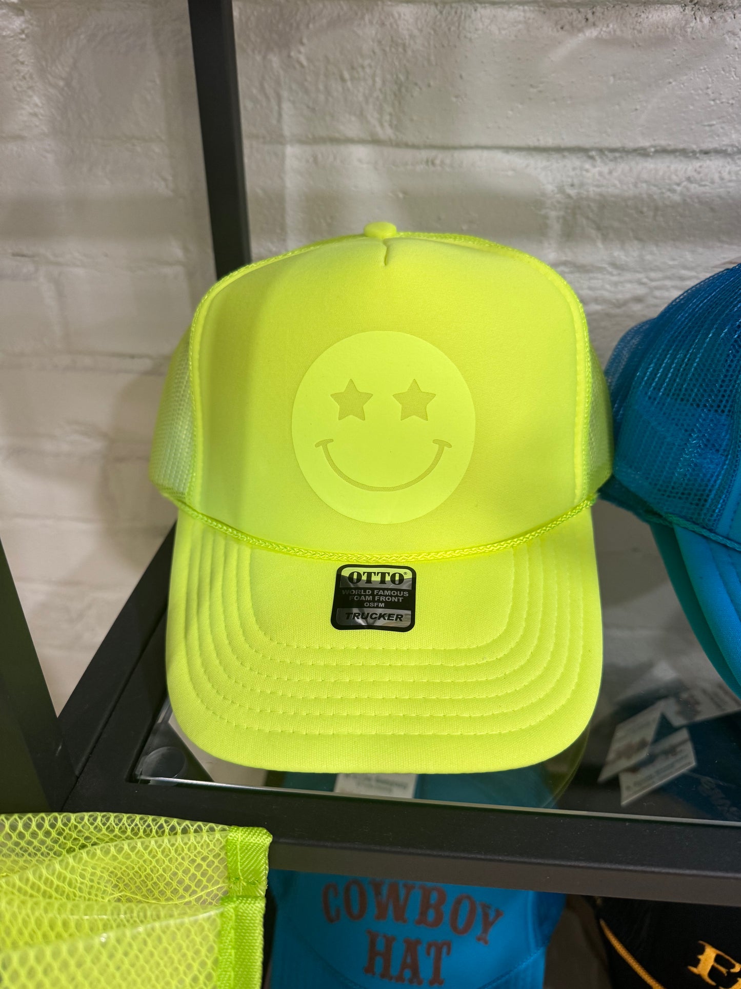 Neon Yellow Smiley Hat
