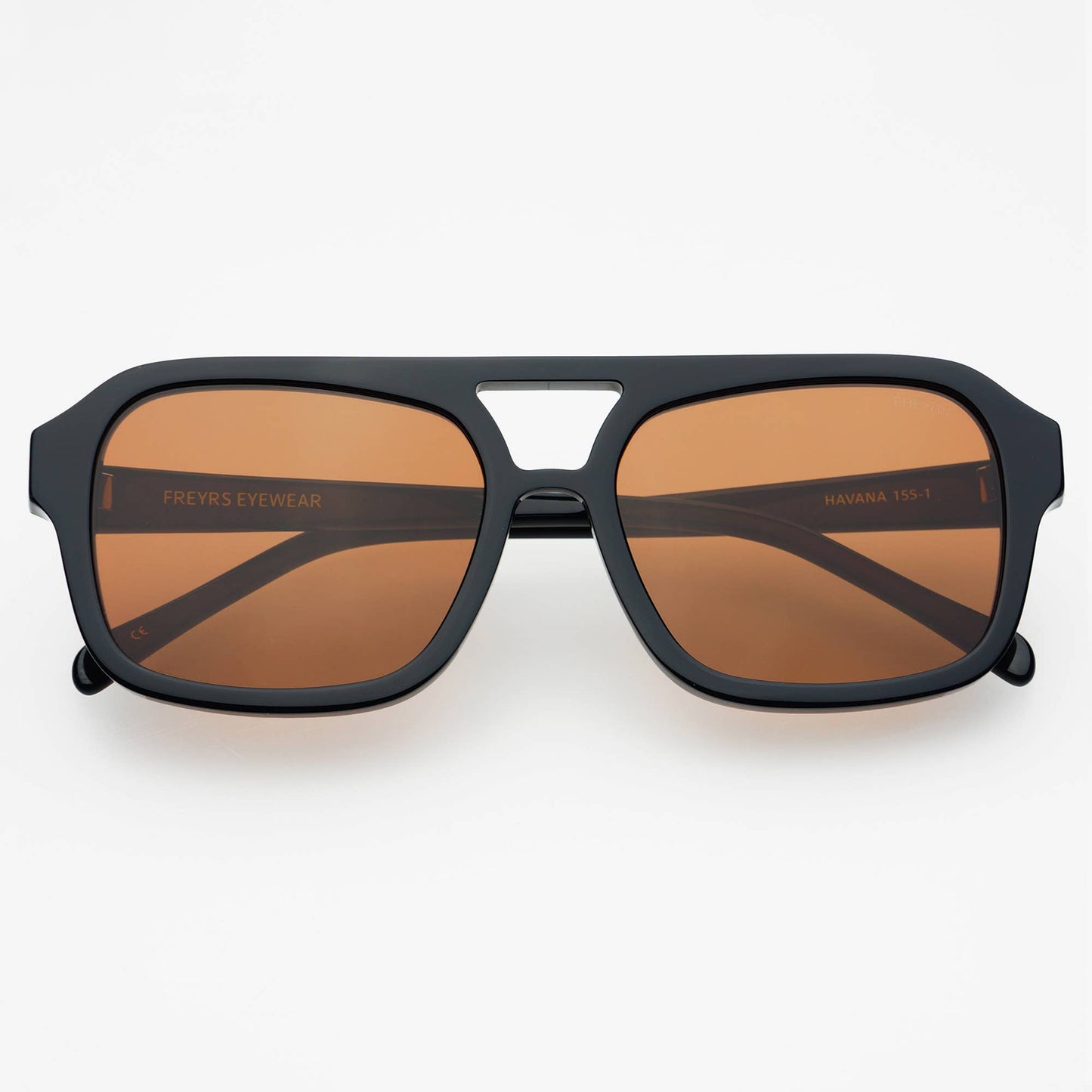 Havana Acetate Aviator Sunglasses: Black
