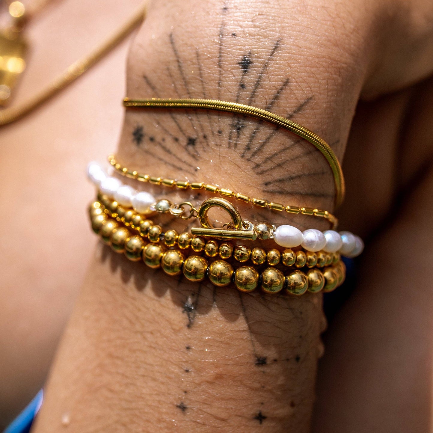 Seaside Stretch Bracelet: Gold / 3mm