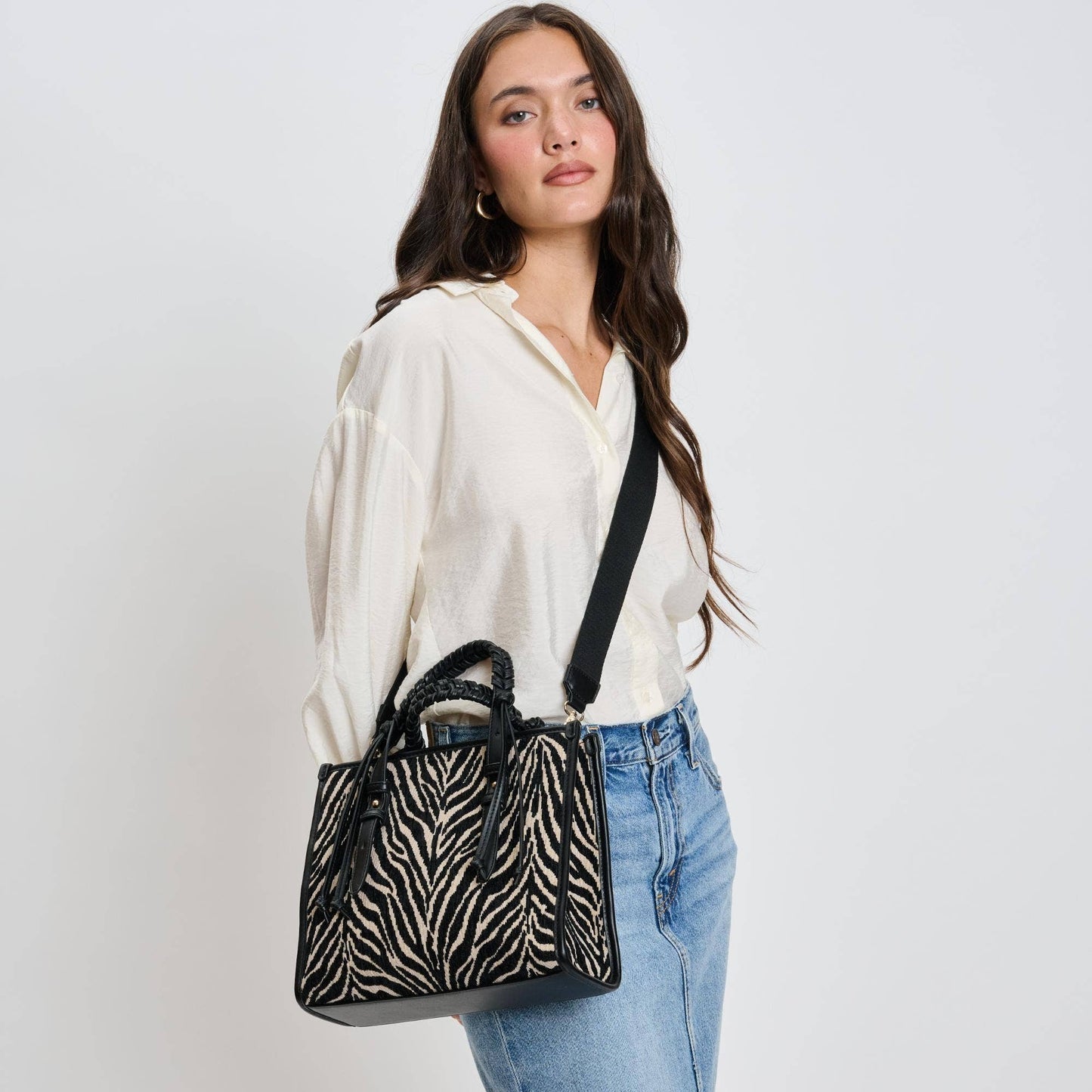 Dinsdale Zebra Print Crossbody: Black