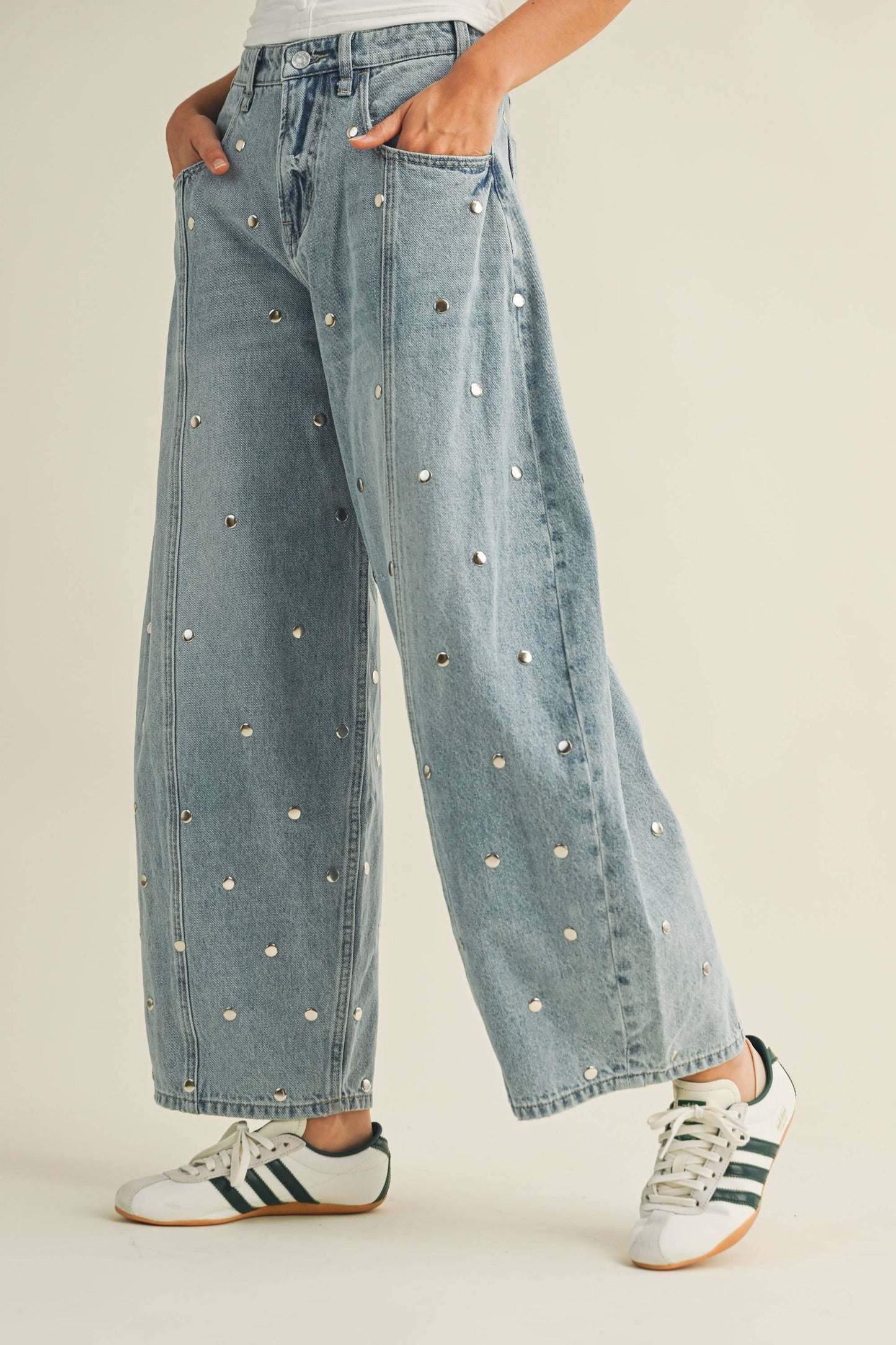 Studded Barrel Denim