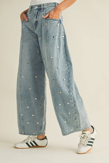 Studded Barrel Denim