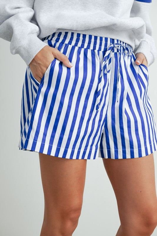 Sail Away Striped Shorts- Blue