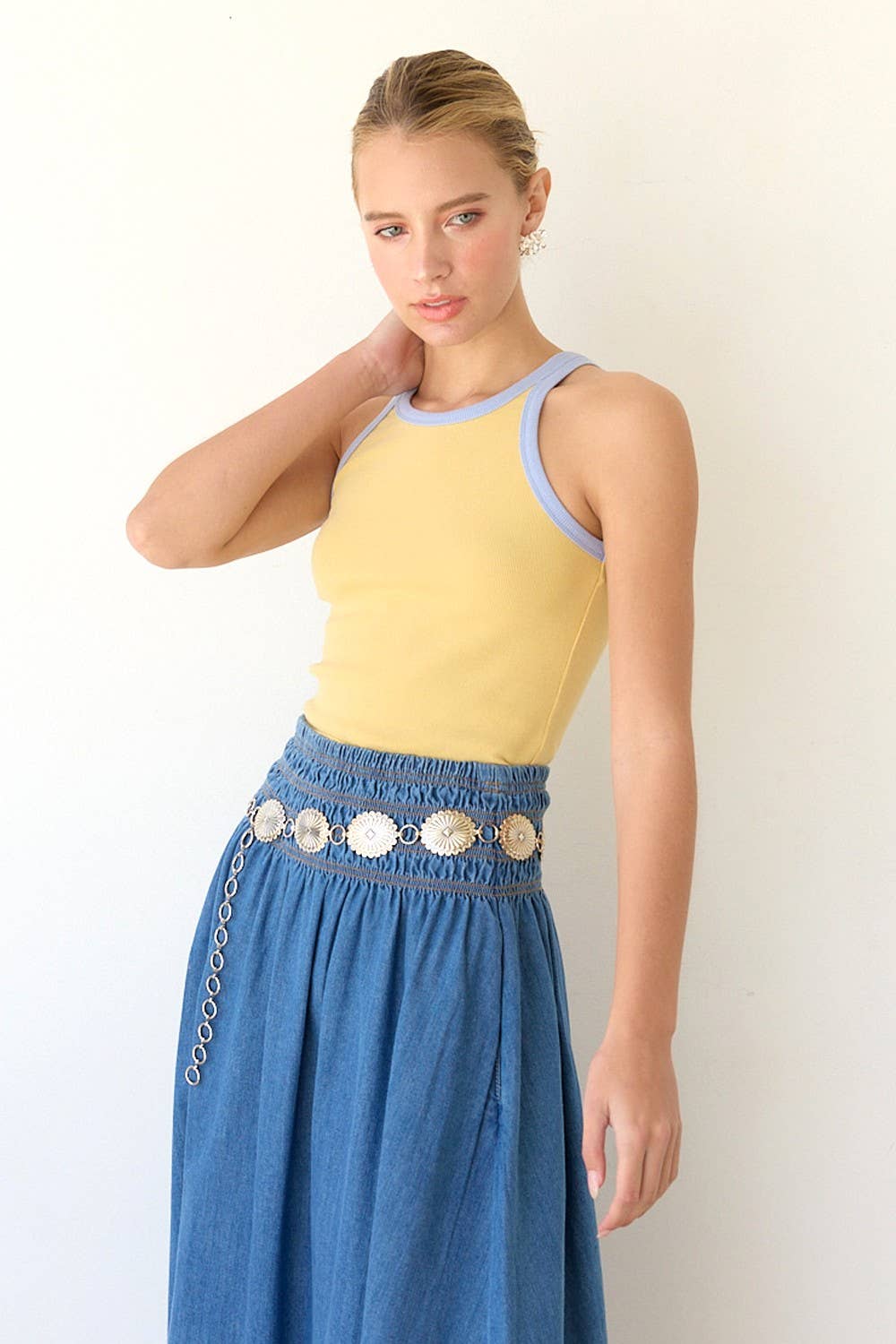 Washed Ringer Tank Top- Yellow