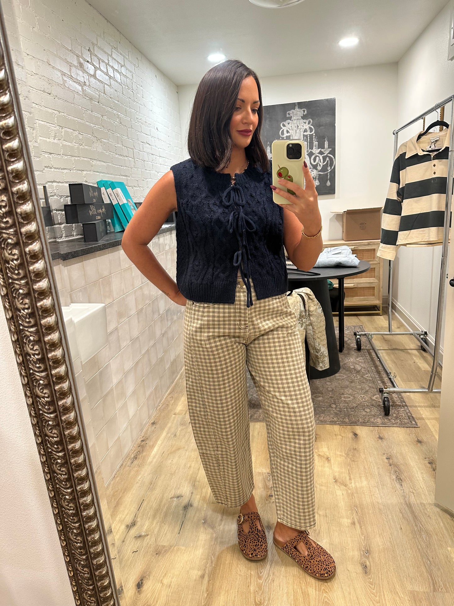 Mini Checkered Barrel Pants