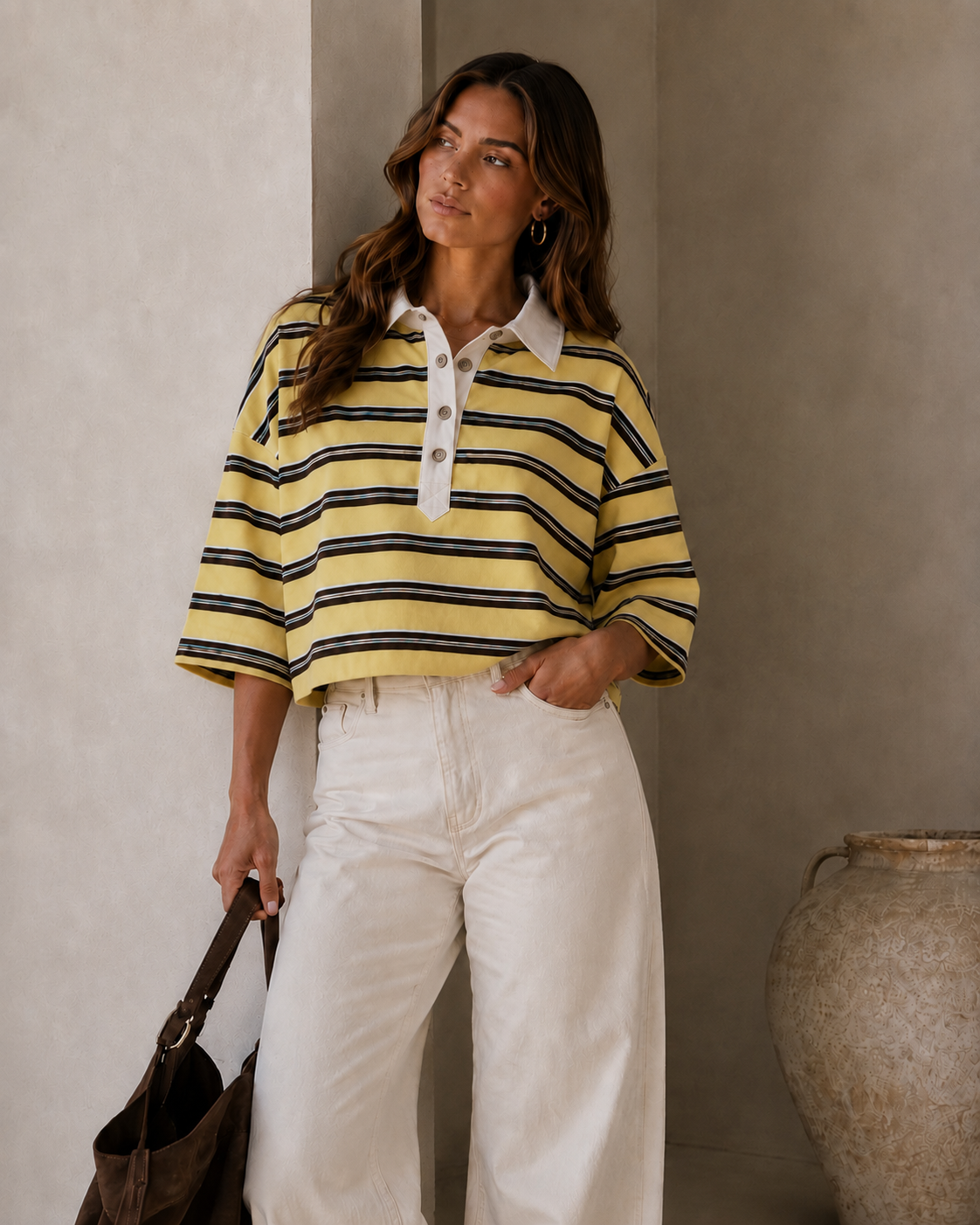 The Rugby Striped Polo- Butter Yellow