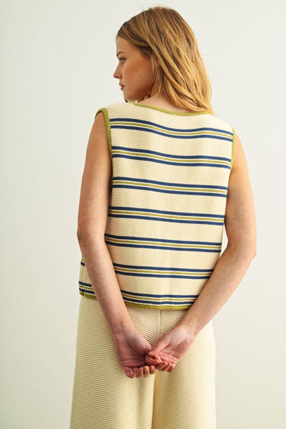 The Cora Tie Striped Sweater Vest