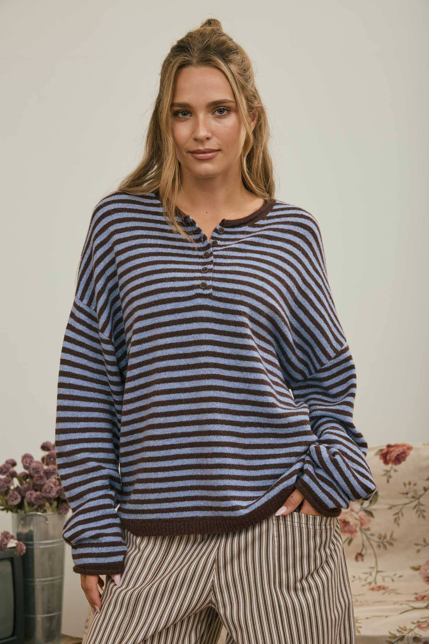 The Millie Striped Henley Top