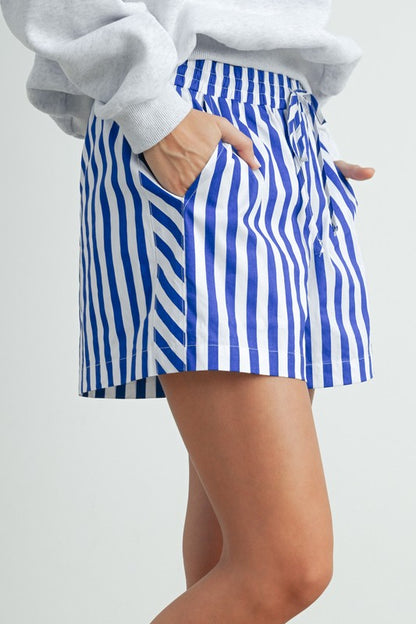 Sail Away Striped Shorts- Blue