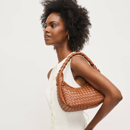Laken Woven Shoulder Bag Crossbody: Light Chocolate