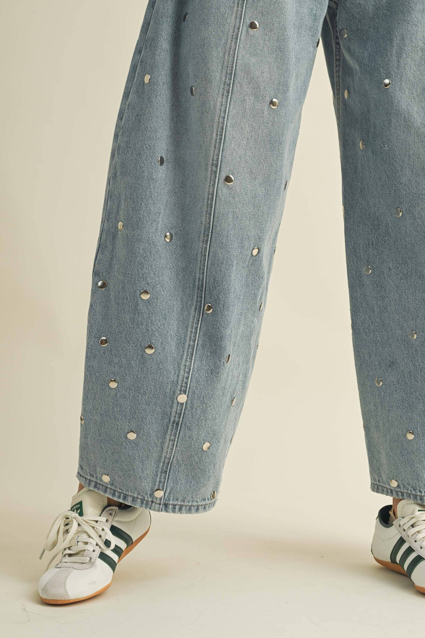 Studded Barrel Denim