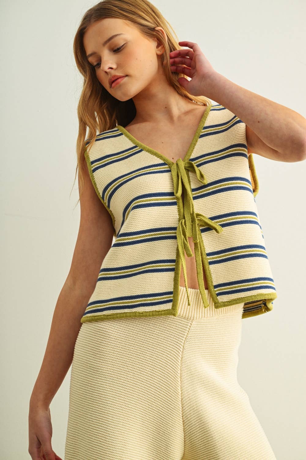 The Cora Tie Striped Sweater Vest