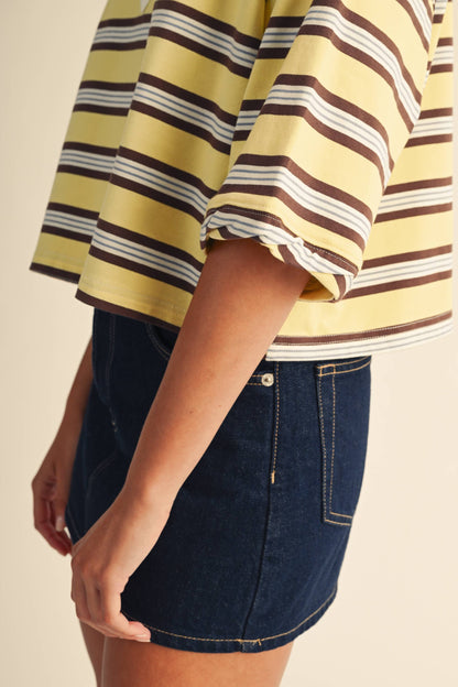 The Rugby Striped Polo- Butter Yellow