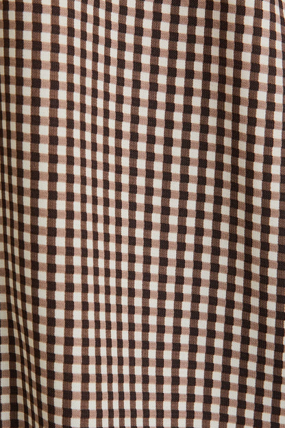 Brown-Cream Checkered Blouse