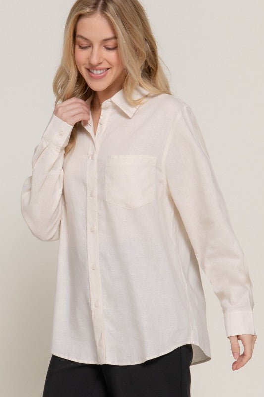 The Linen Button Up- Natural