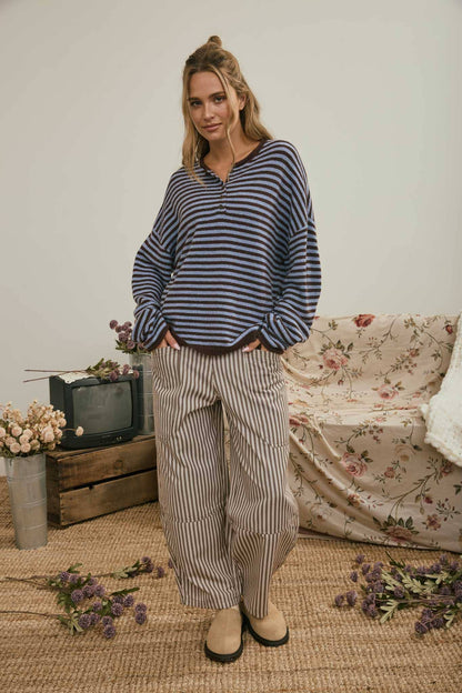 The Millie Striped Henley Top