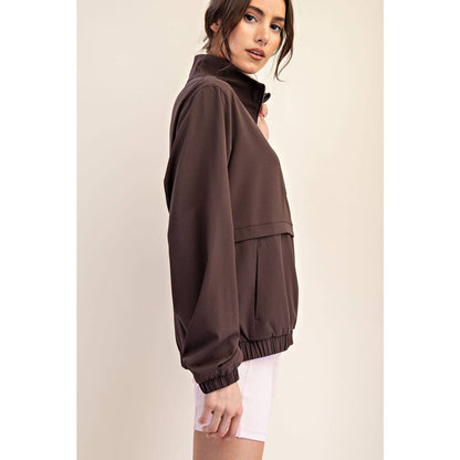 Quarter Zip Active Jacket- Espresso