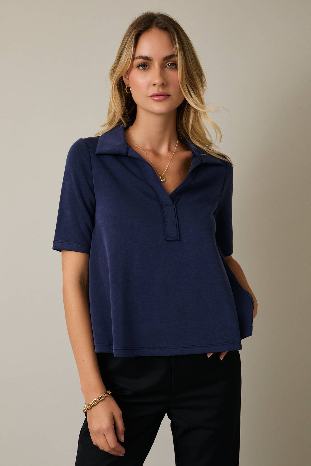 Navy Blue Collared Tee