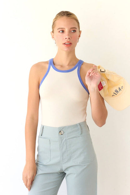 Washed Ringer Tank Top- Cream