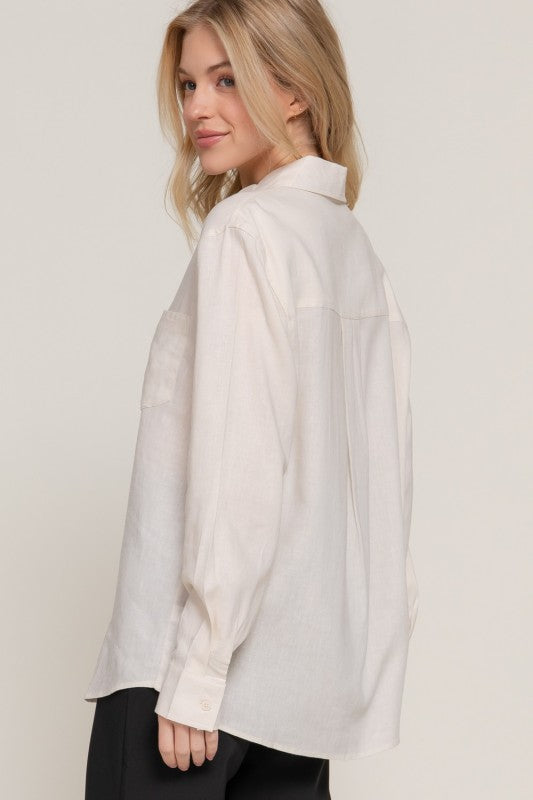 The Linen Button Up- Natural
