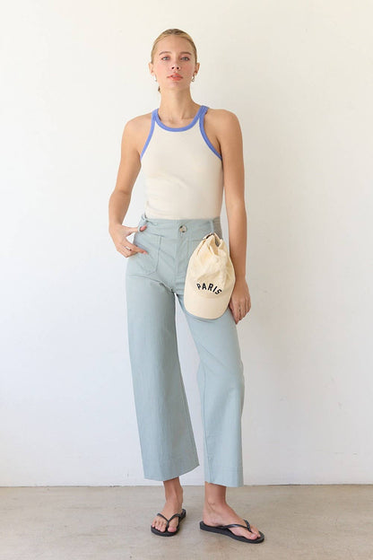 Washed Ringer Tank Top- Cream