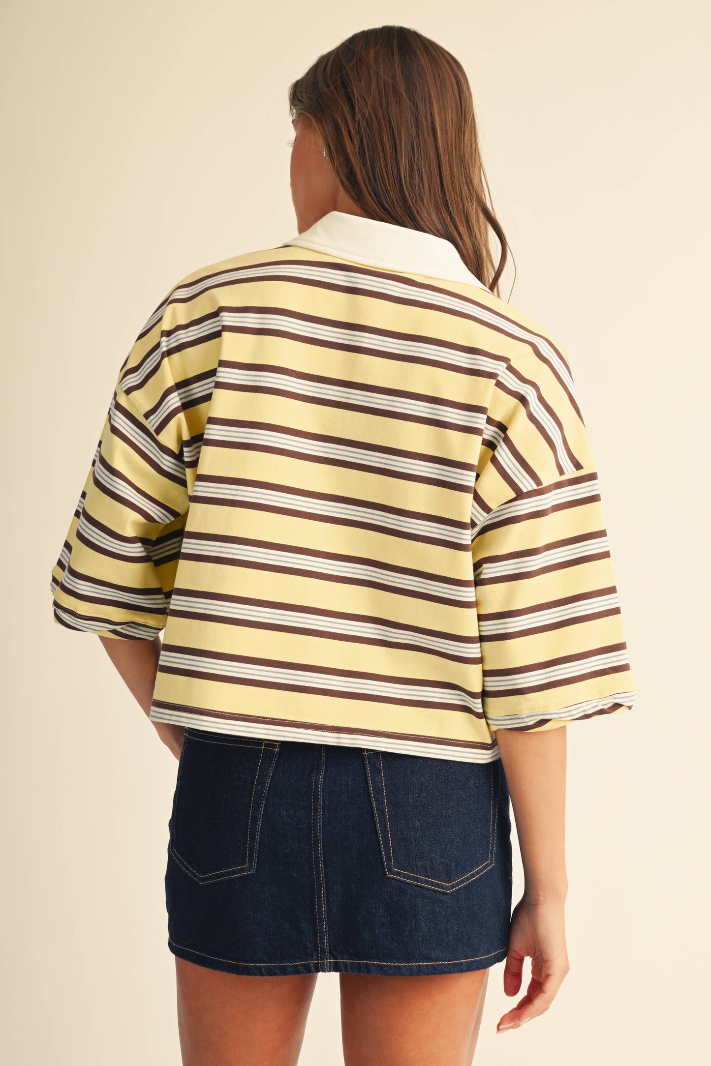 The Rugby Striped Polo- Butter Yellow