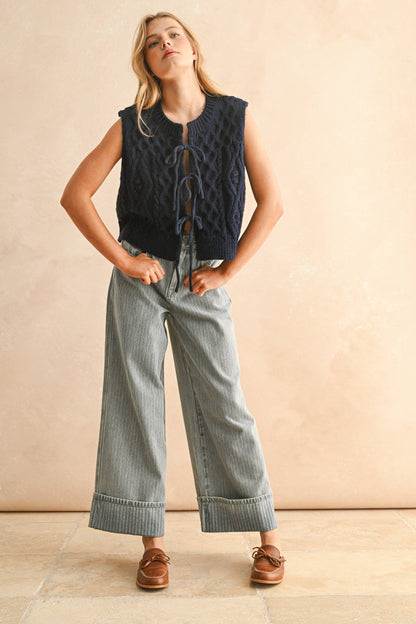 Navy Cable Knit Vest