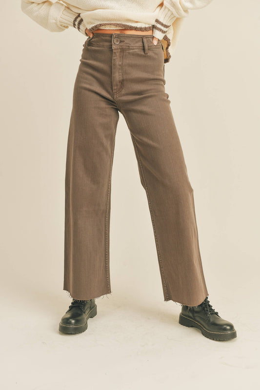 Brown Straight Leg Wide Pants