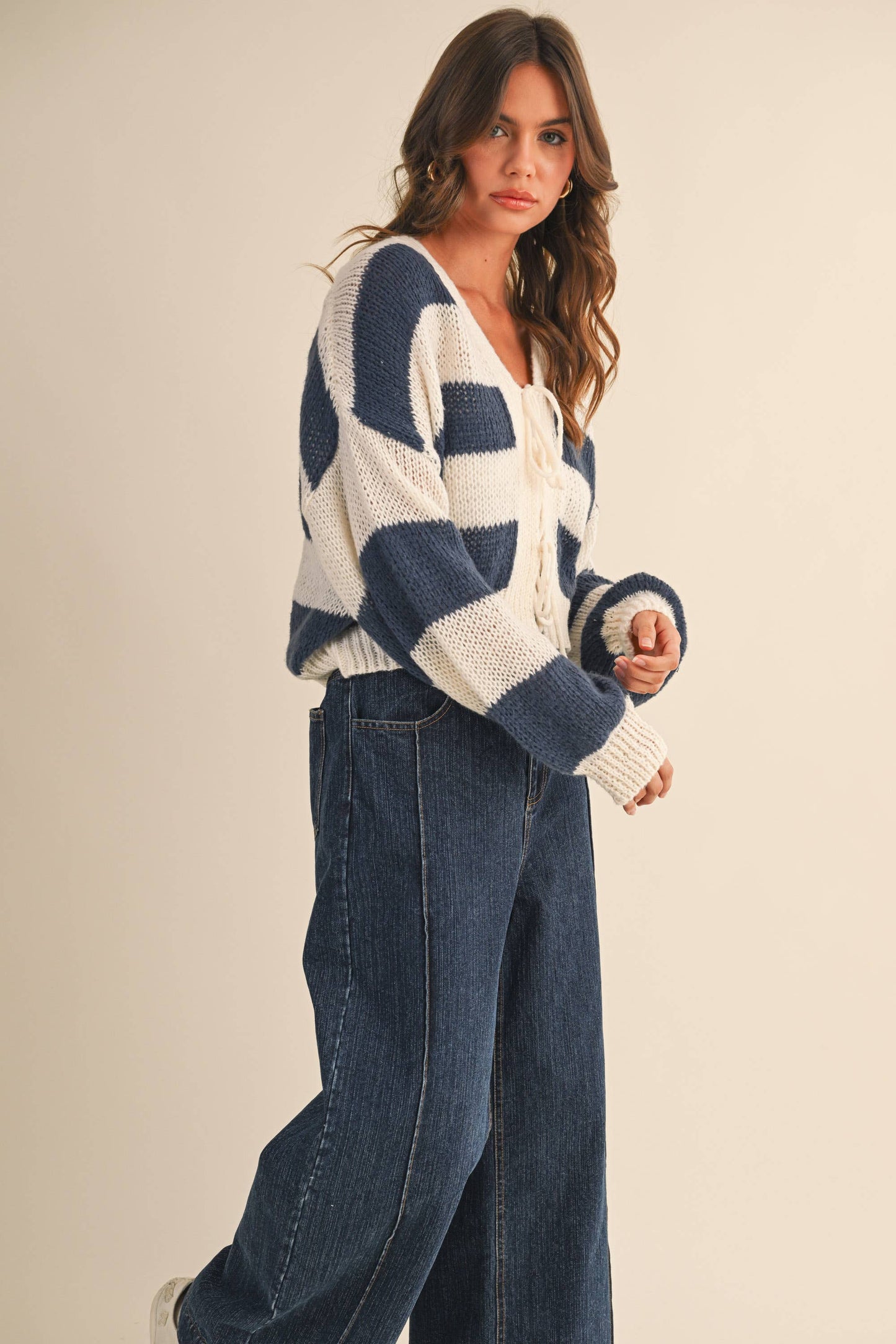 The Navy Striped Tie Cardigan