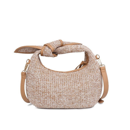 Paloma Knot Straw Crossbody: Tan