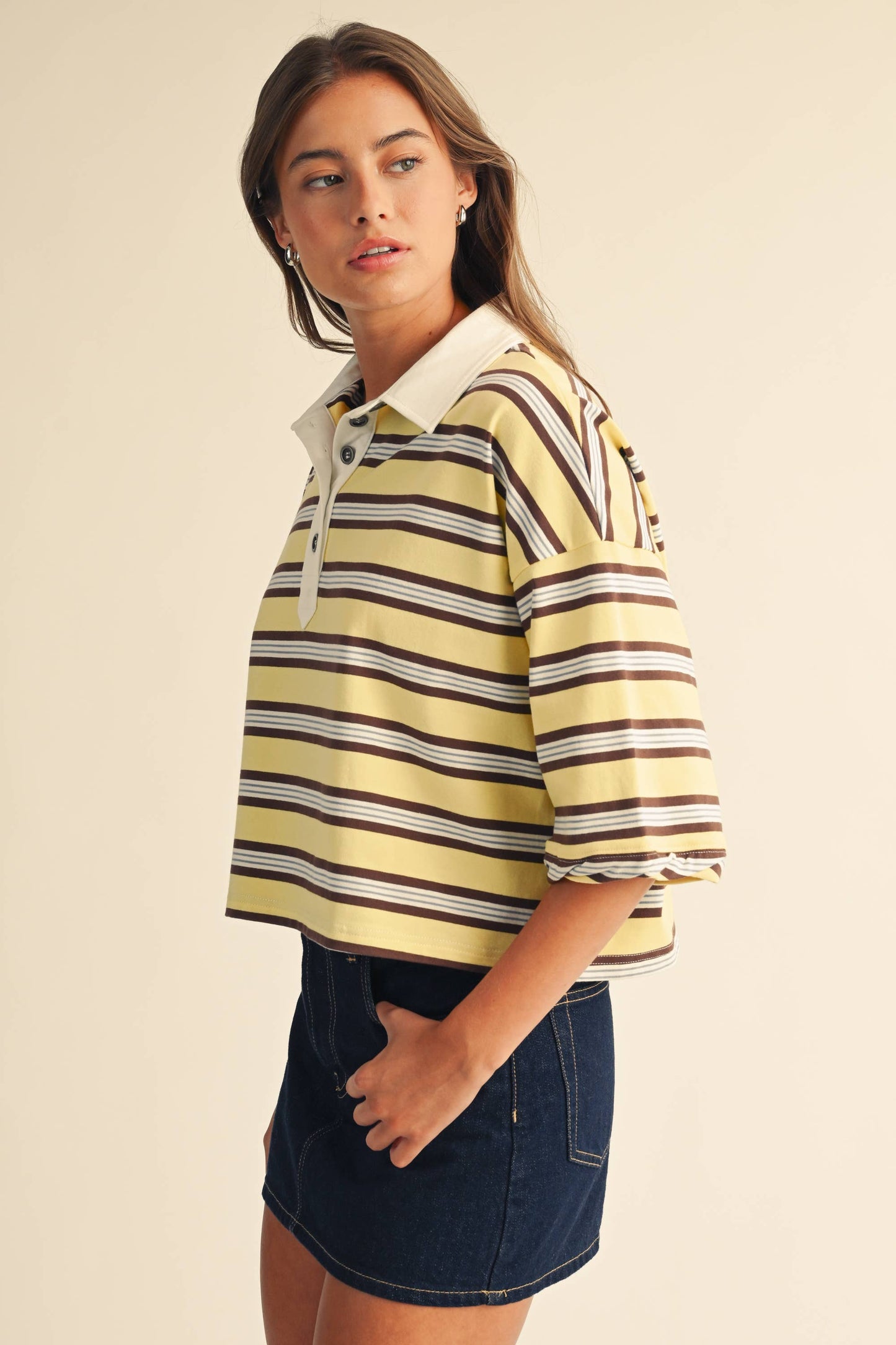 The Rugby Striped Polo- Butter Yellow