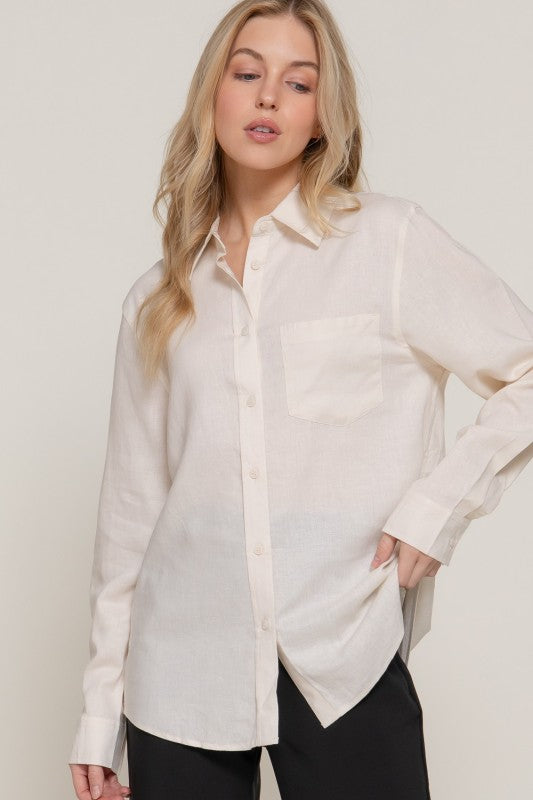 The Linen Button Up- Natural