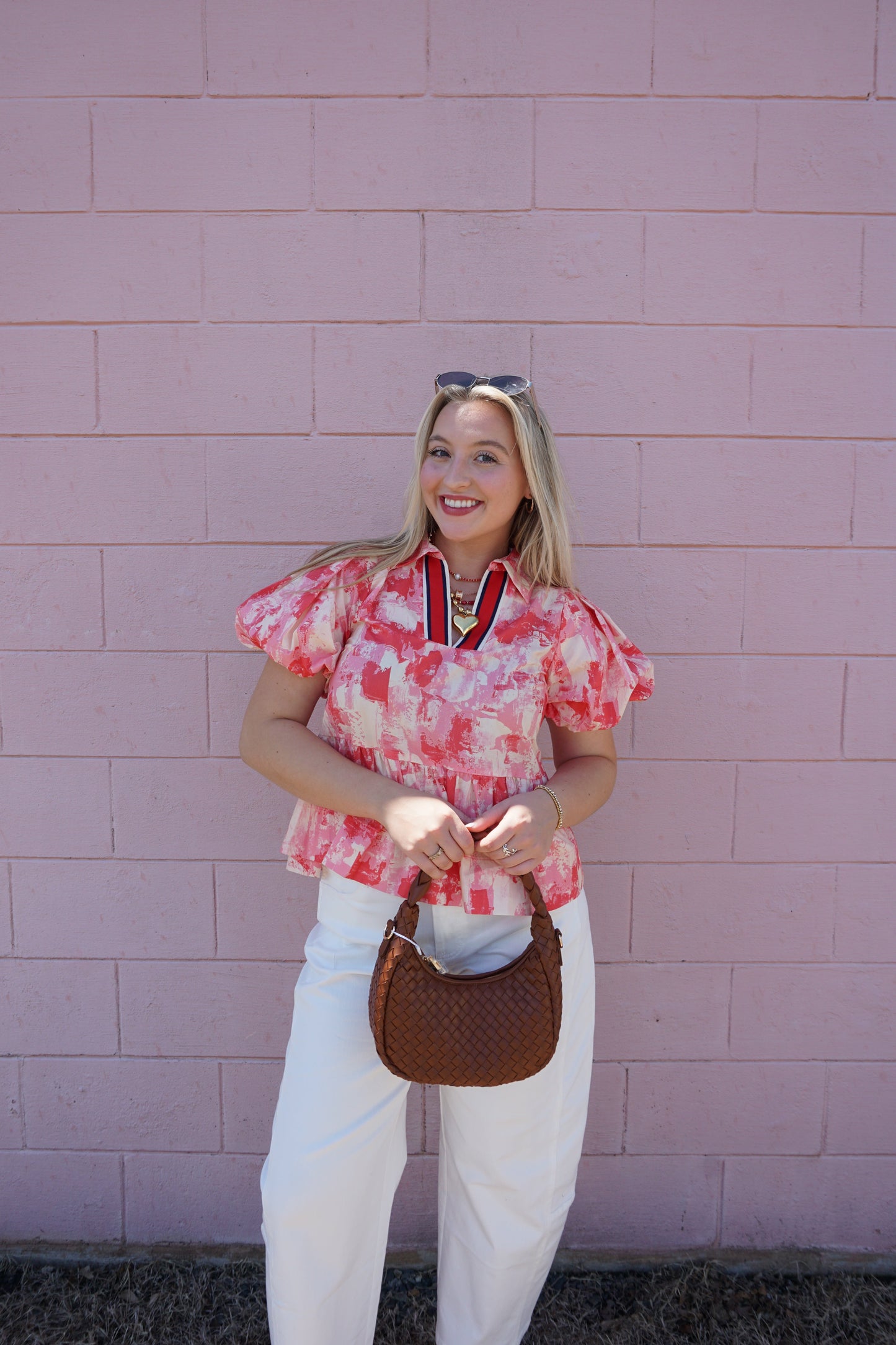 Pink Hues Abstract Peplum Blouse