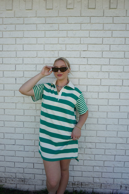 Lead The Way Striped Dress- Green