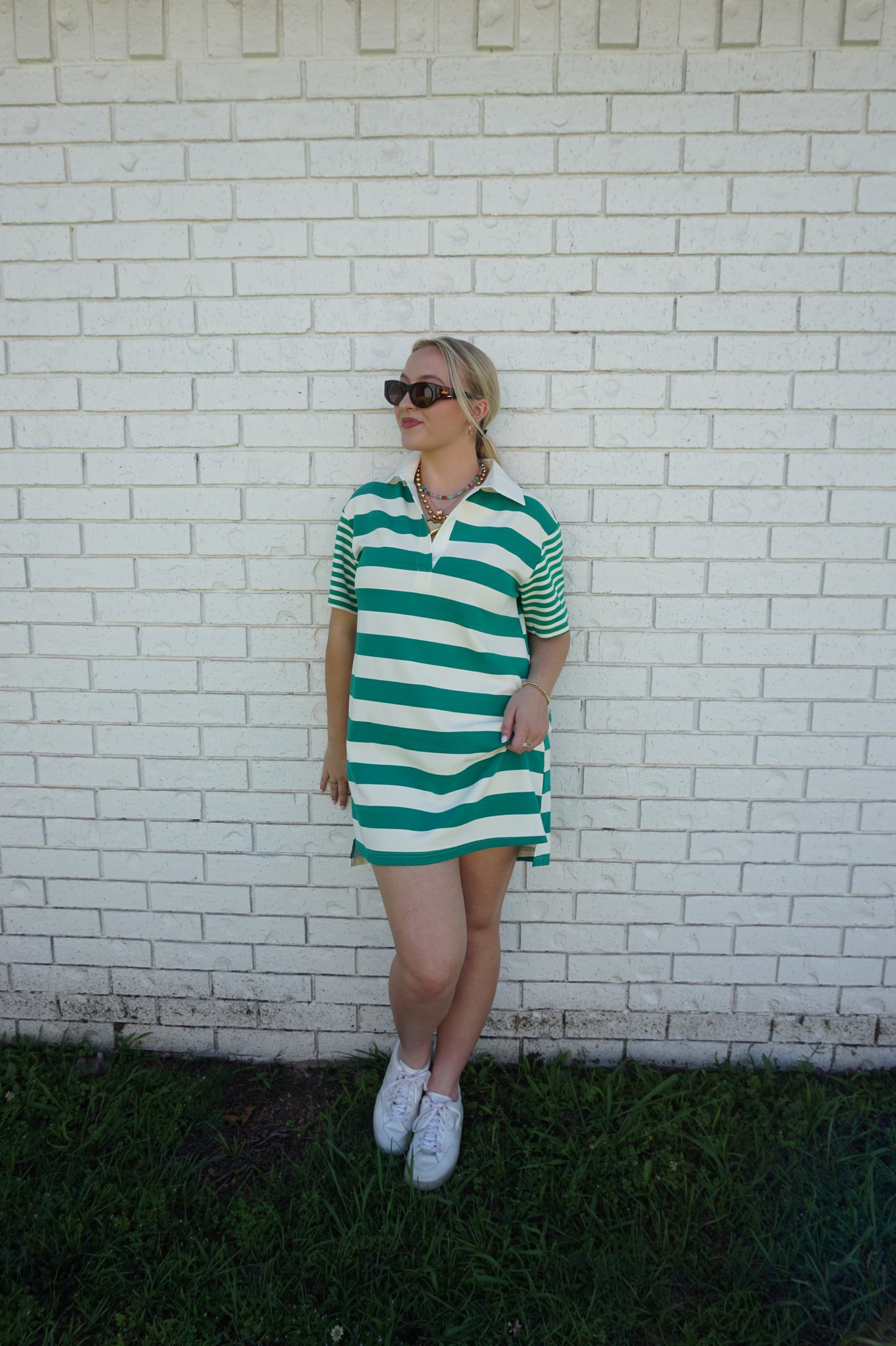 Lead The Way Striped Dress- Green