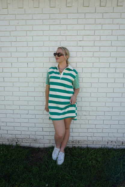 Lead The Way Striped Dress- Green