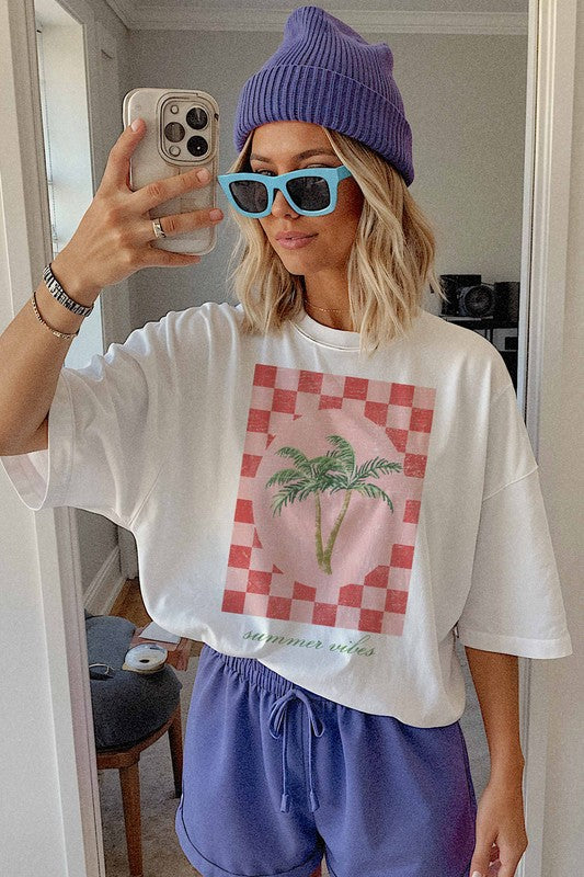 Summer Vibes Graphic Tee-White