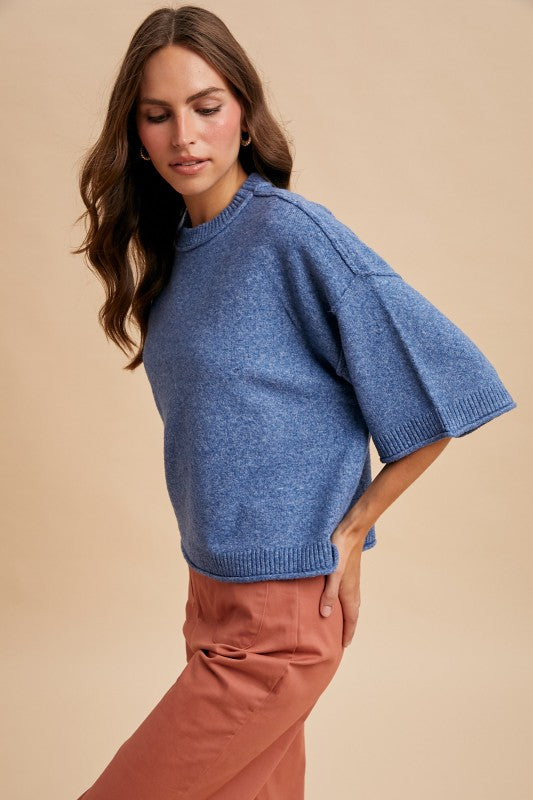 The Lydia Sweater- Dusty Blue