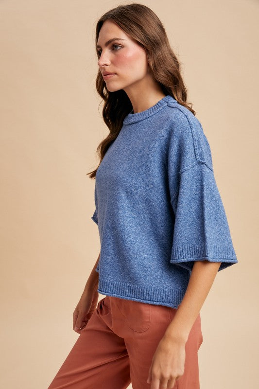 The Lydia Sweater- Dusty Blue