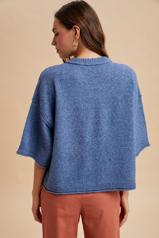 The Lydia Sweater- Dusty Blue
