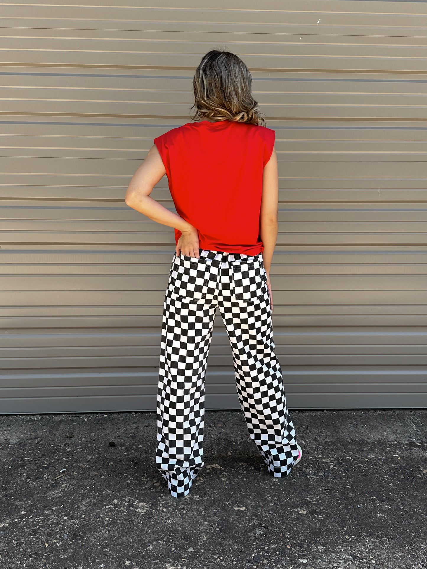 Game Day Checkered Pants- Black