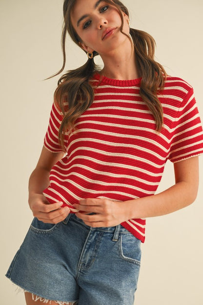 Jessica Red Striped Top