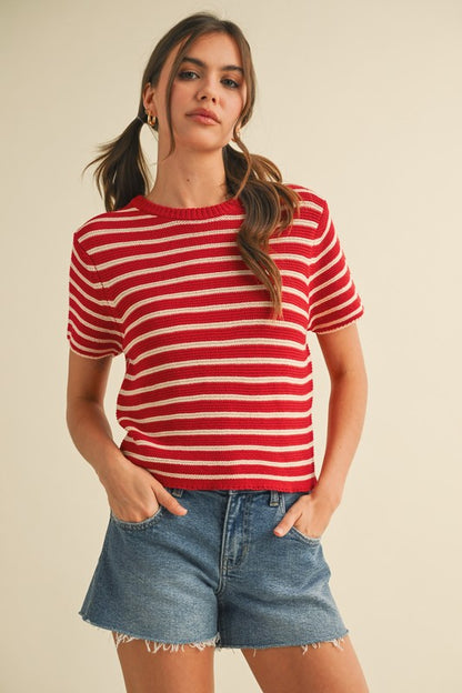 Jessica Red Striped Top