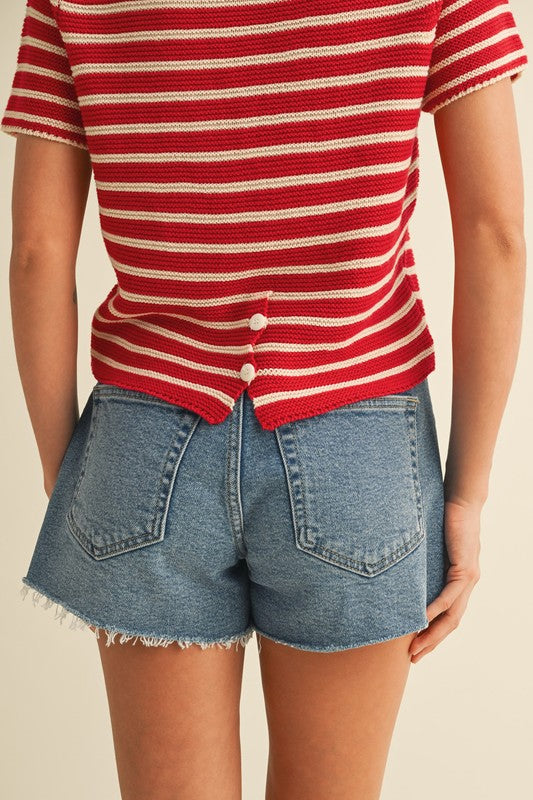 Jessica Red Striped Top