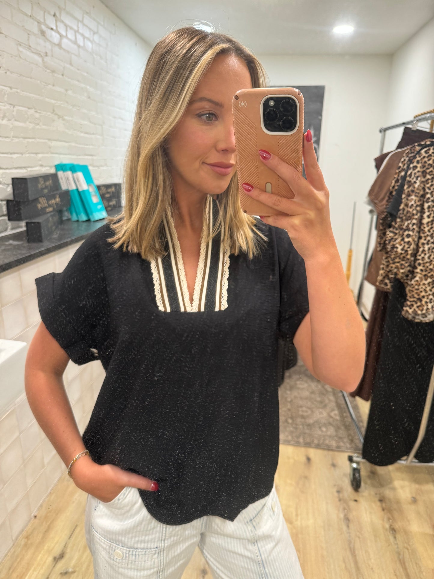 Katie Striped Detail Blouse