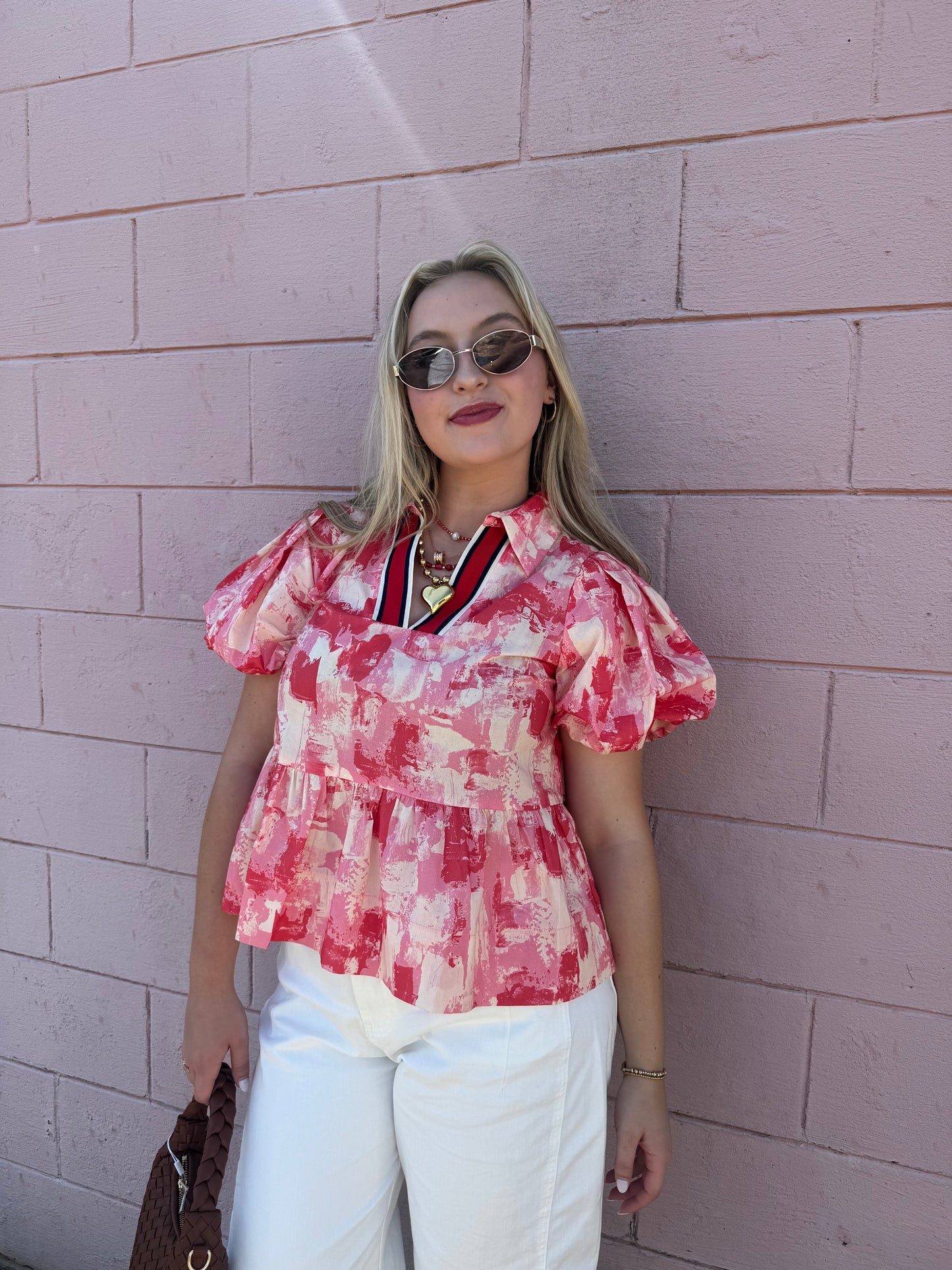 Pink Hues Abstract Peplum Blouse