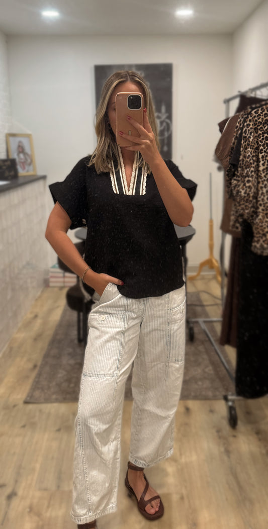 Katie Striped Detail Blouse