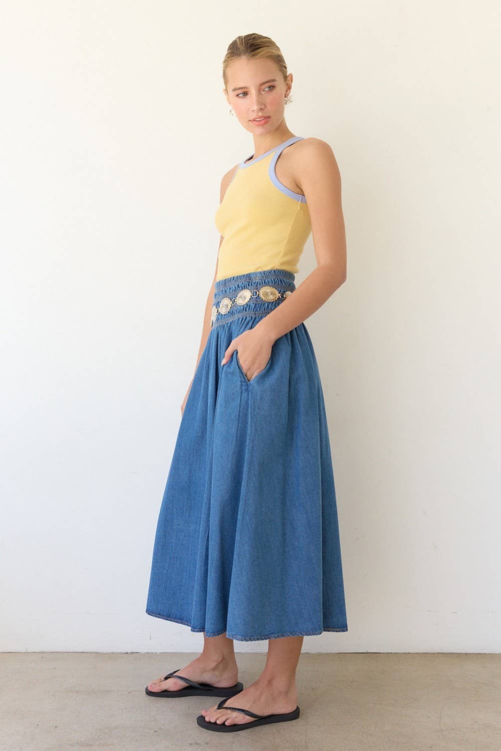 Washed Ringer Tank Top- Yellow